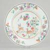 0701 A QIanlong Famille Rose dish with two deer and a black rim