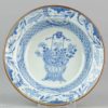 0282 18thC Chinese Porcelain Porridge plate, flower basket.