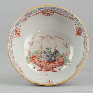 0333. Amsterdams Bont bowl. blue and white china, decorated in Europe. Original bowl has a blue white flower and border decoration