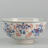 0310. Amsterdams Bont bowl. blue and white china, decorated in Europe. The original bowl has an underglaze blue flower pattern, made in China.