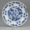 0199 Gorgeous kangxi plate in beautiful deep blue and nice molded shape. Lovely floral decoration. Chenghua marked.