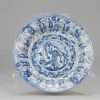 0416. Very nice blue and white Kraak dish, decorated with a warrior.