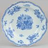 0190. Very nicely decorated Blue & white lobbed plate. Scene of flowers.