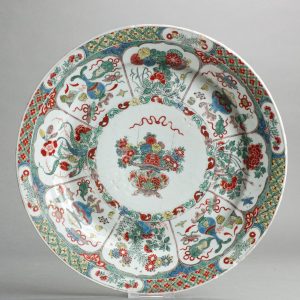 0044 Superb Dutch Decorated Famille Verte Charger with rich decoration on a Chinese blank