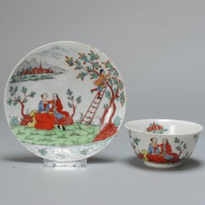 0891 Lovely and very rare Amsterdam Bont Teabowl with Willem IV & Anne van Hannover