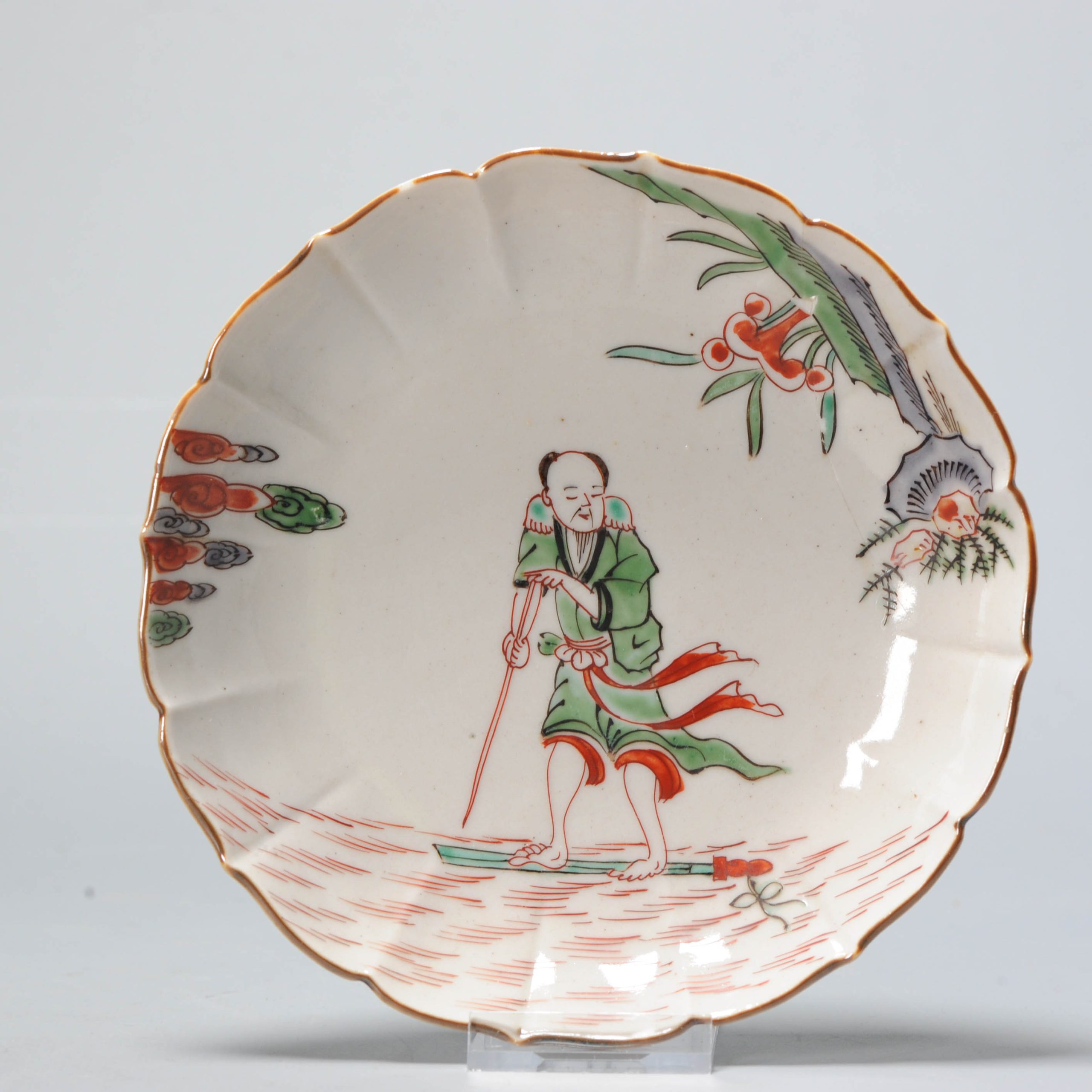 0992 A Japanese 19th c Copy Chinese porcelain Ming Kosometsuke dish Ko-Akae for the Japanese Market