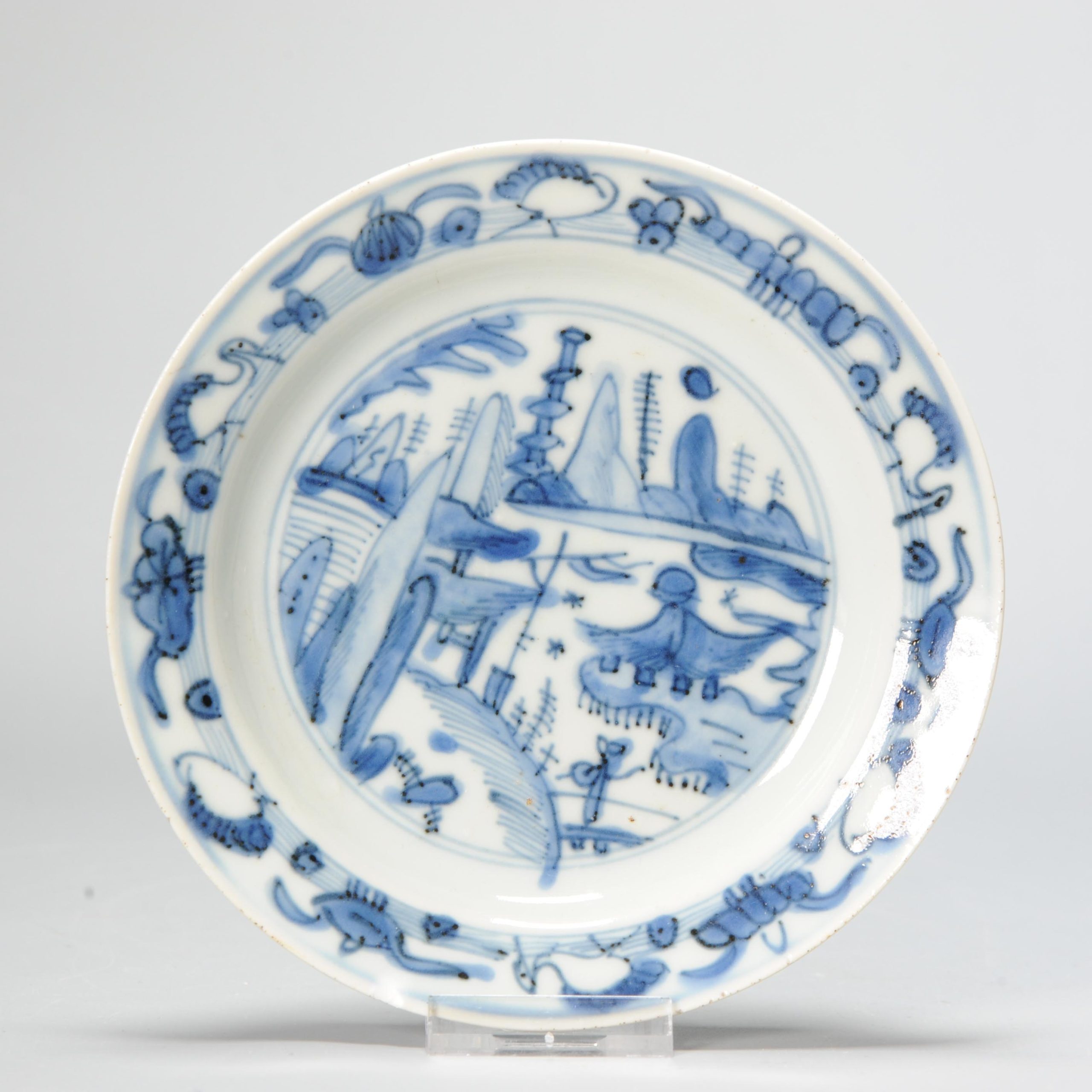 0979 A Chinese porcelain Ming Kraak dish Wanli or Jiajing Landscape