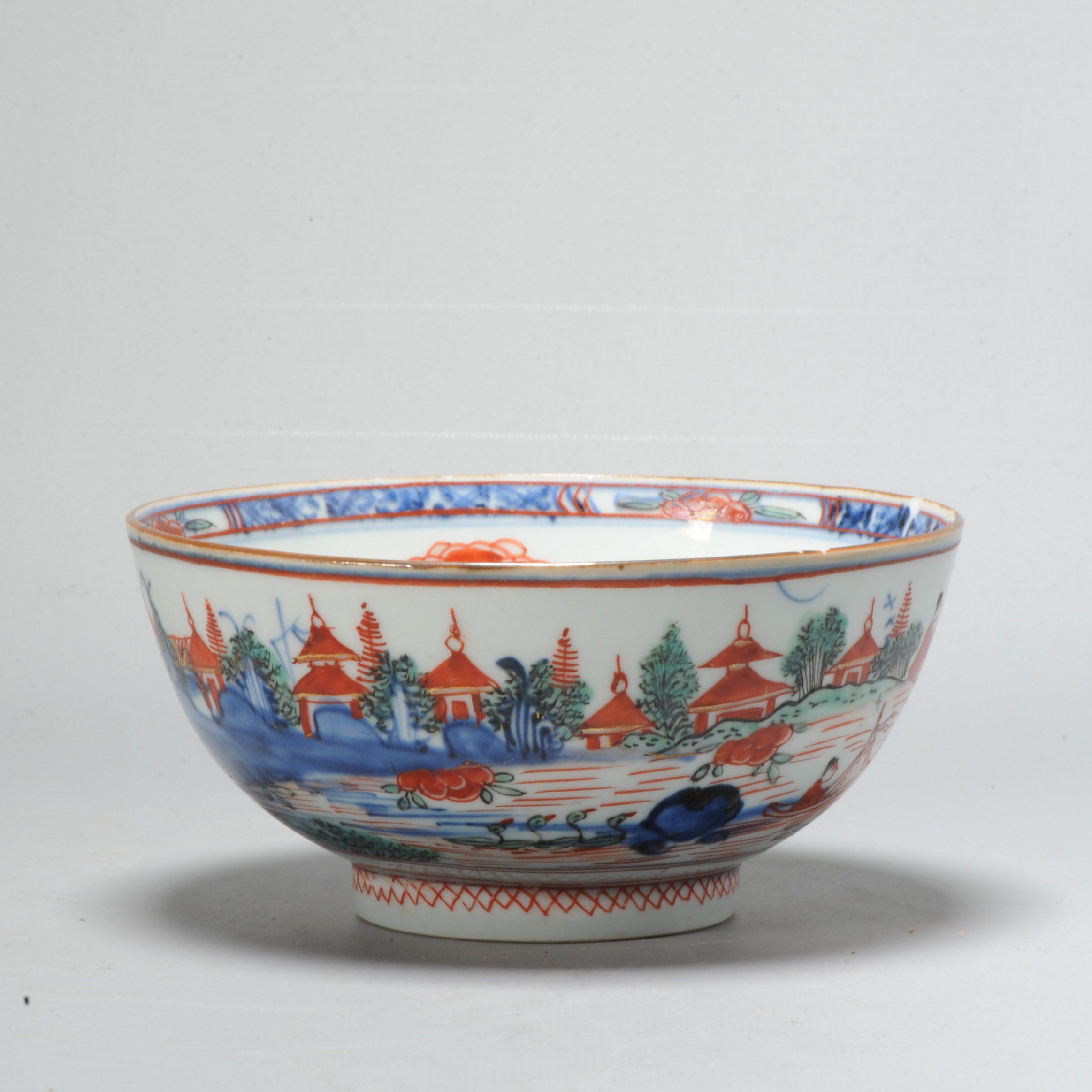 1060 Antique Chinese Porcelain bowl blue and white Landscape Decorated in Europe. Amsterdam Bont