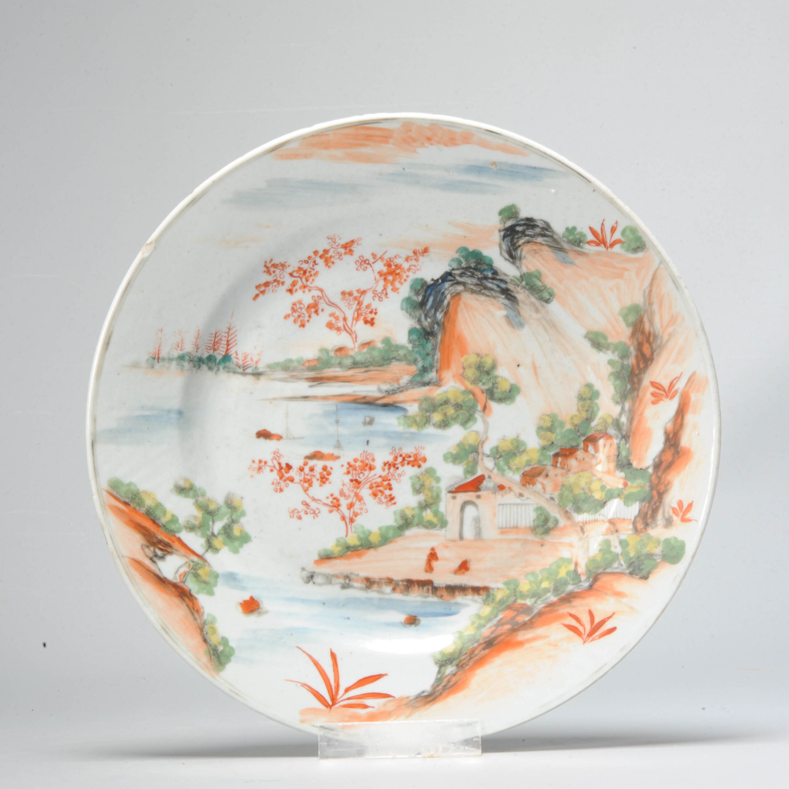 1057 Antique Chinese porcelain plate with Amsterdam Bont Landscape Decoration