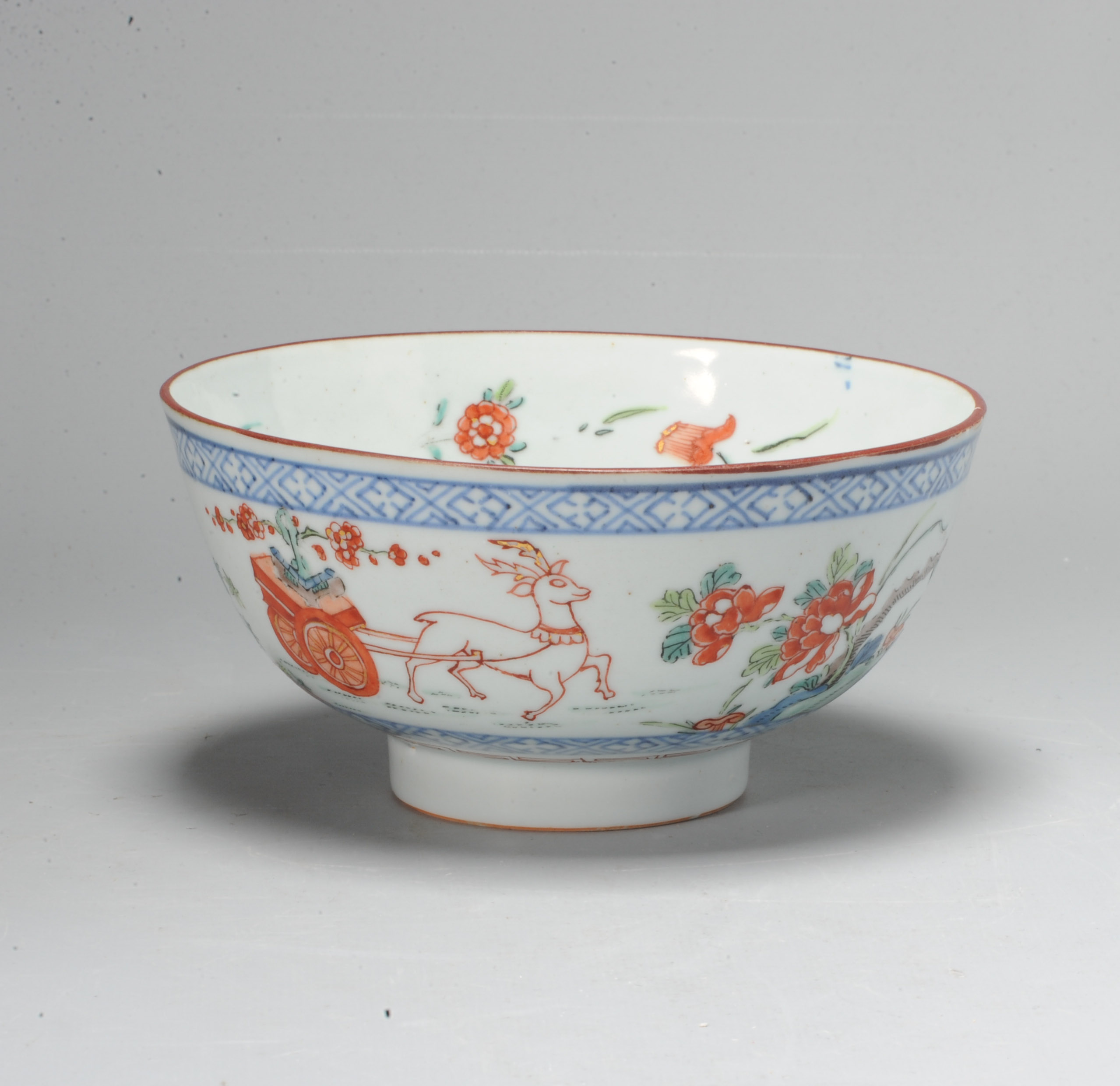 1069 Antique Chinese porcelain Bowl with Amsterdam Bont Deer Decoration