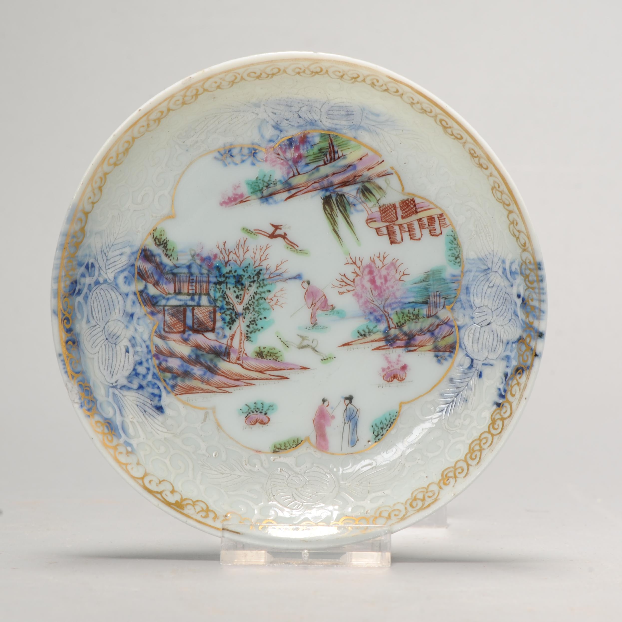 1098 A Lovely Saucer Dish. Painted in Europe on a Chinese blue and white. London Bont