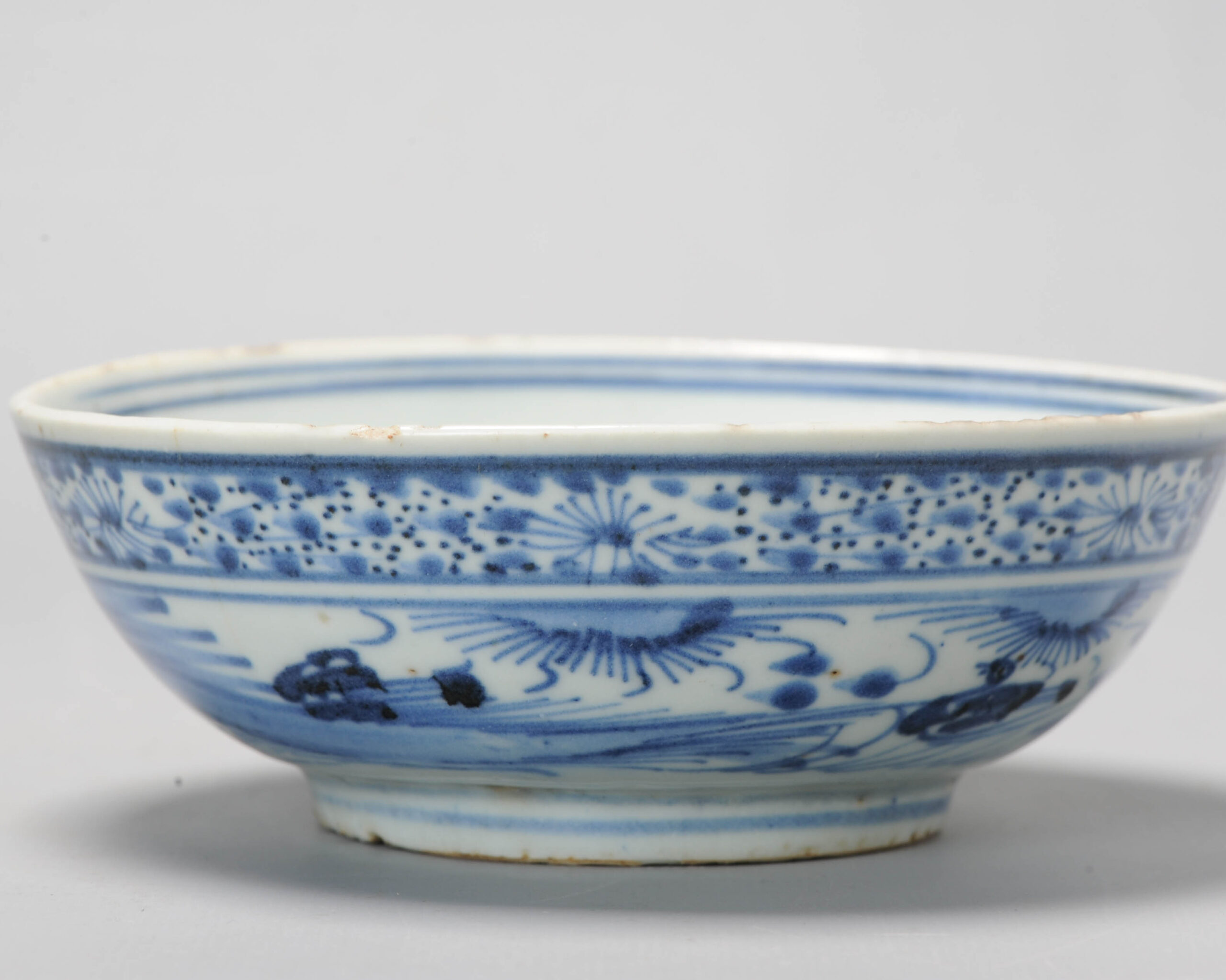 1113 A Chinese porcelain Ming Blue and White Kosometsuke BOWL Chenghua Mark  Ducks