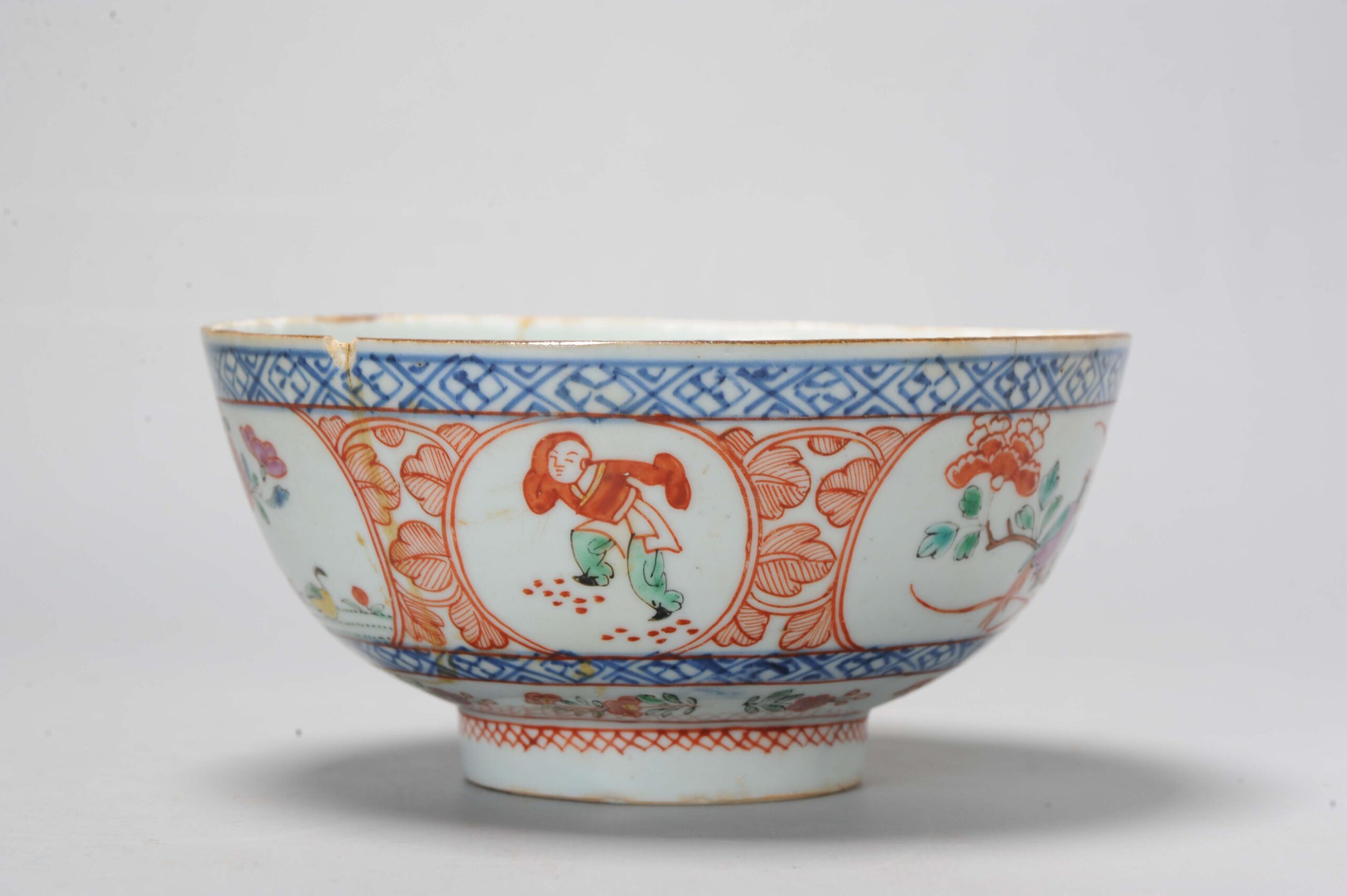 1128 Lovely Kangxi/Yongzheng Amsterdam Bont Bowl China Figures