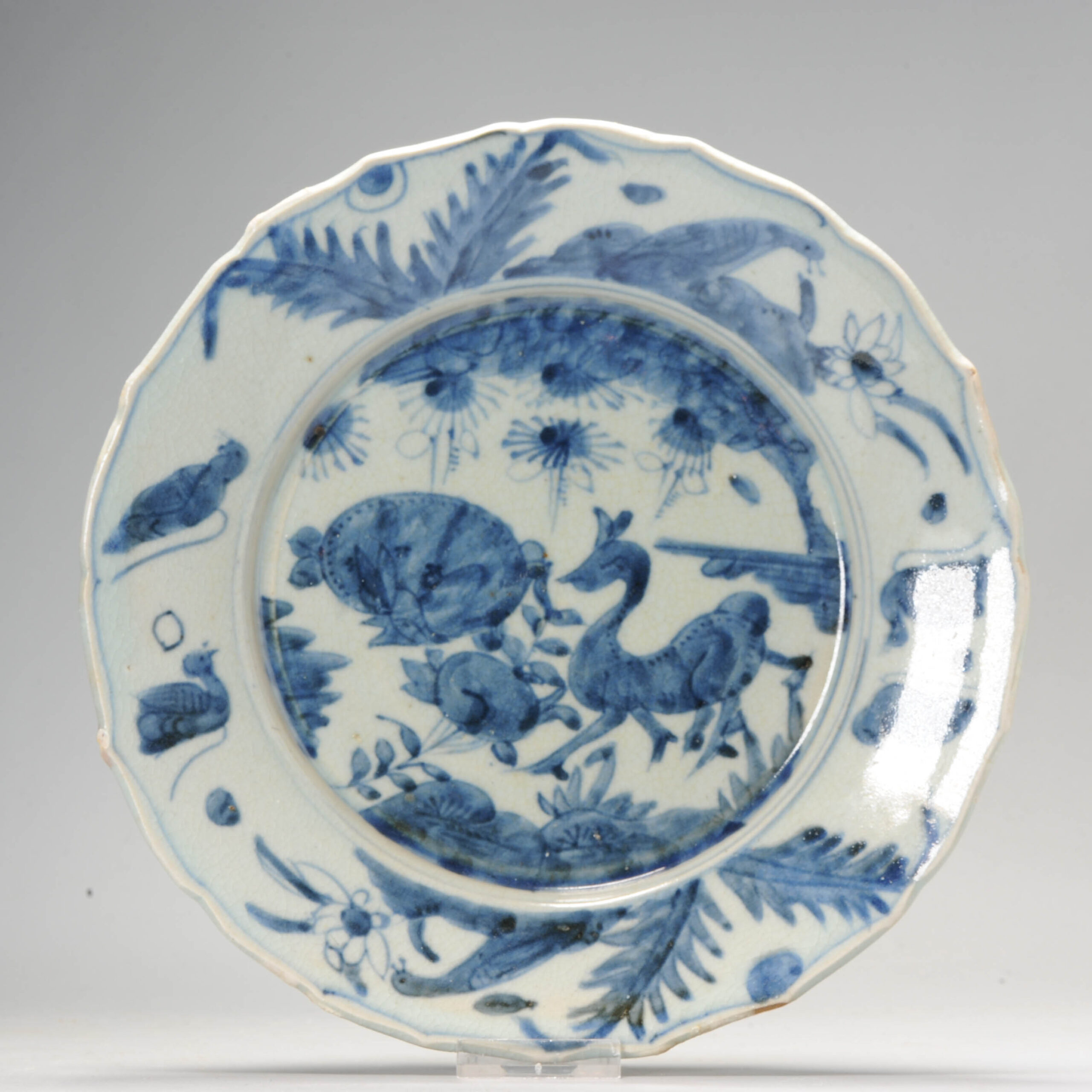 1103 A Chinese porcelain Ming or Ming Style deer dish. Swatow or Jingdezhen