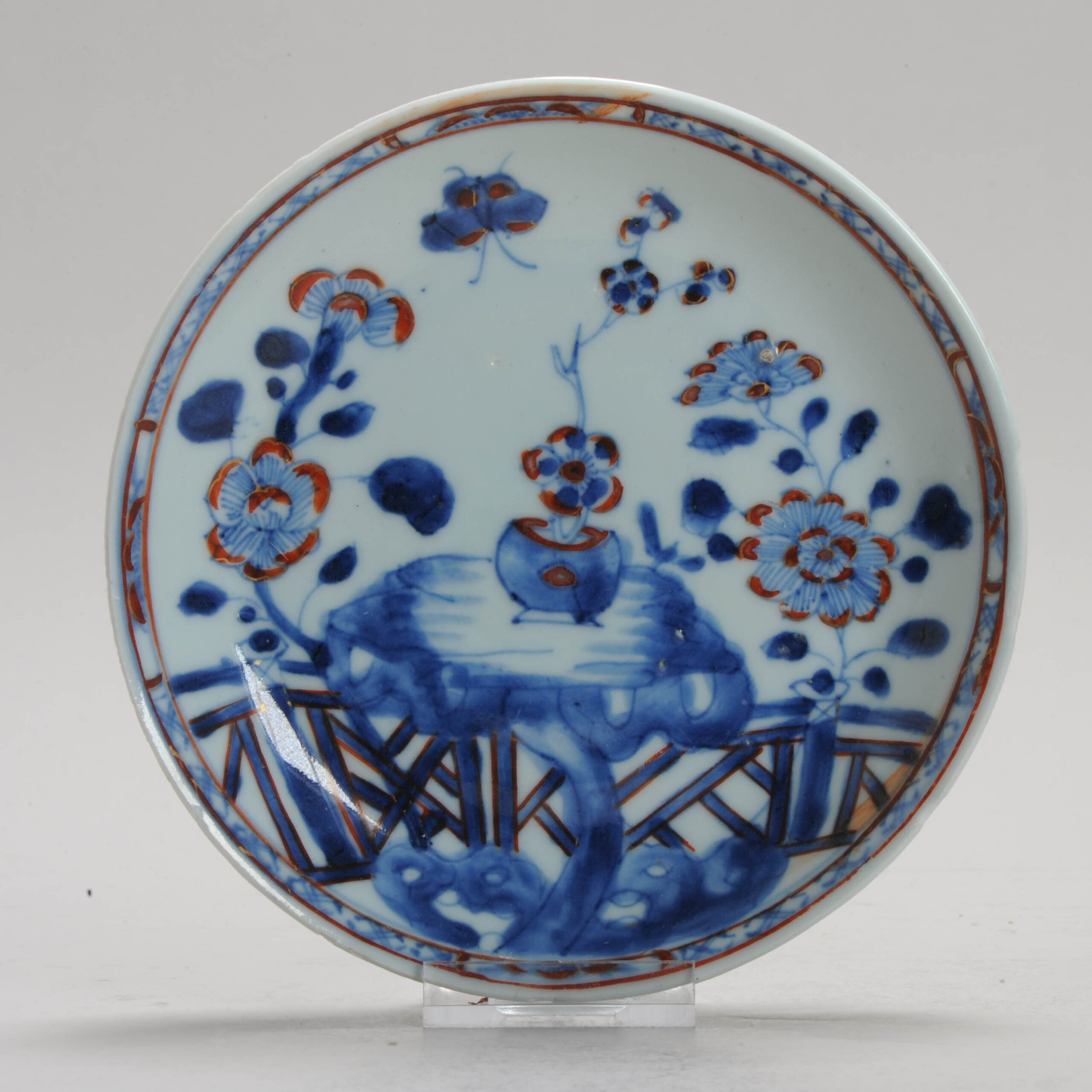 1161 Lovely Kangxi or Yongzheng Blue and White Dish With added decoration