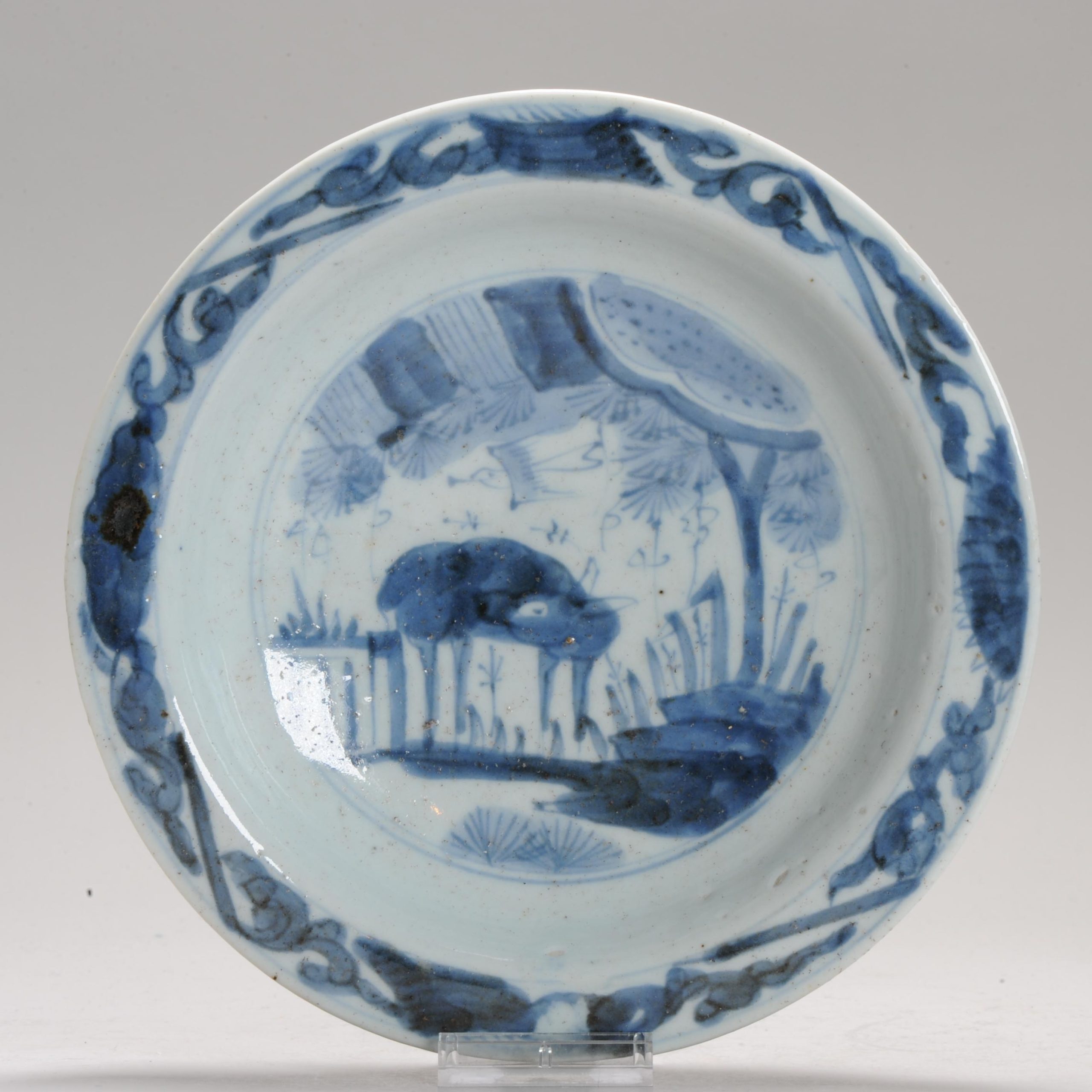 1178 A Chinese porcelain Ming Blue and White Dish with Deers.
