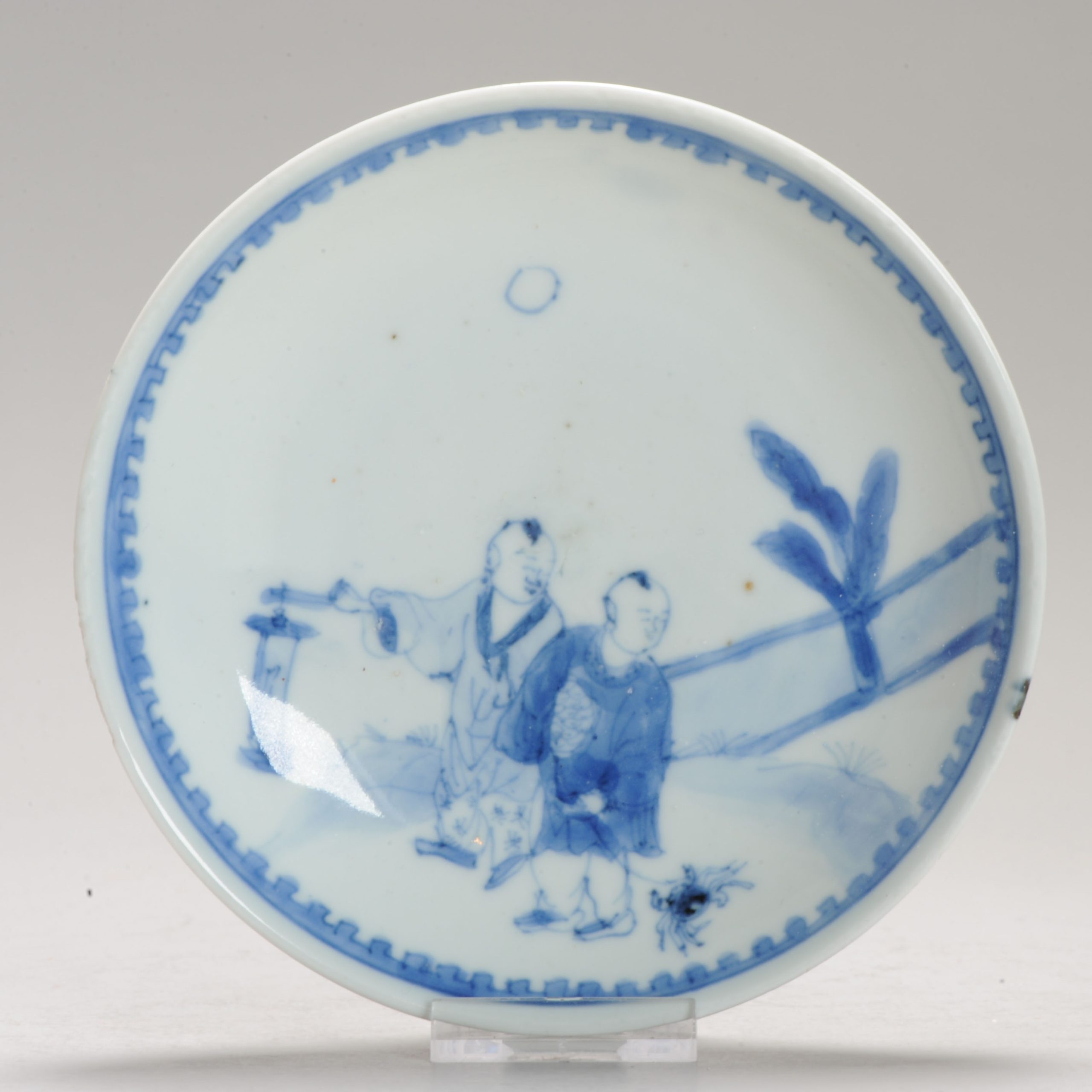 1201 A Chinese porcelain Ming Blue and White Plate with Boys and Crab