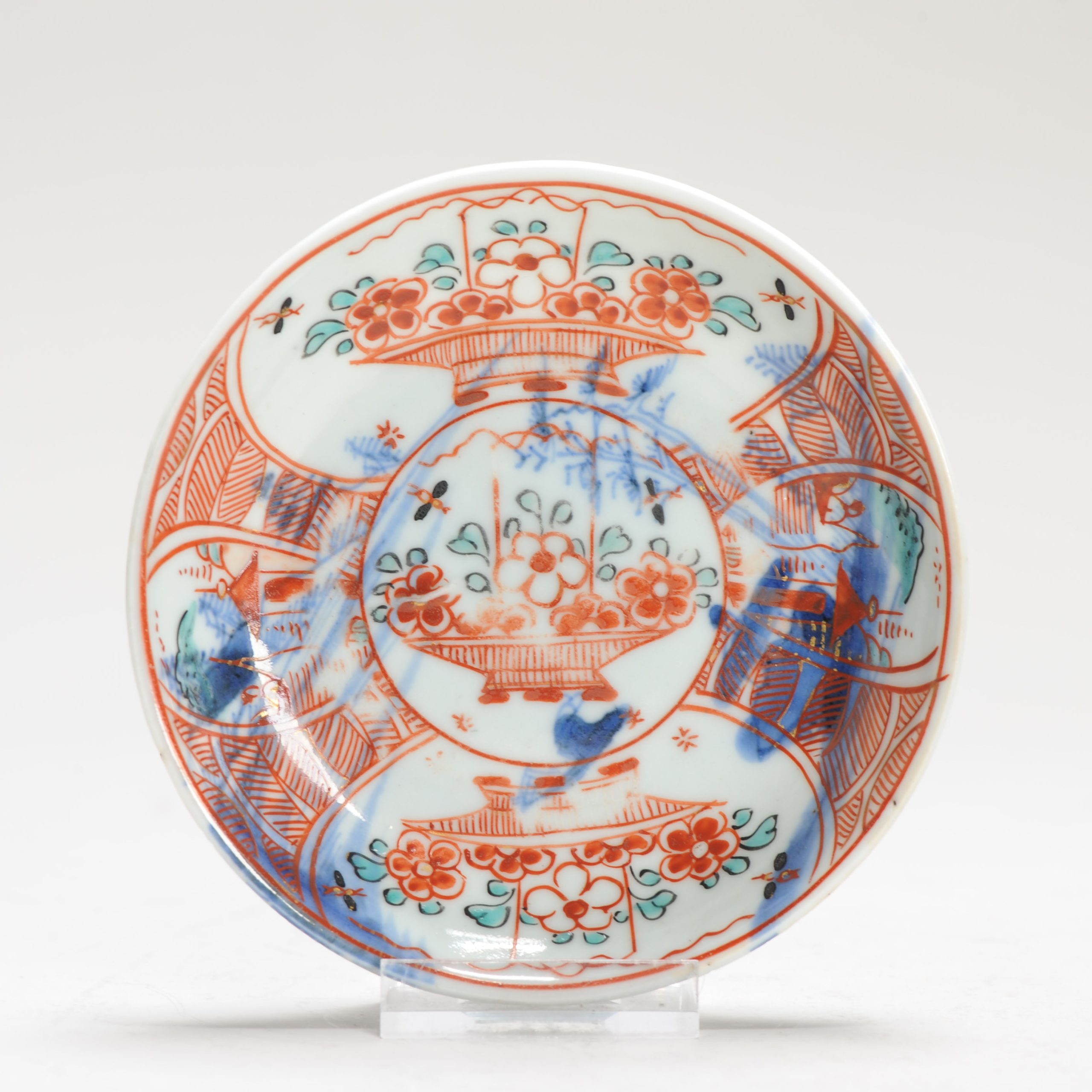 1223 A Lovely Saucer. Painted in Europe on a Chinese blue and white landscape dish. Amsterdam Bont