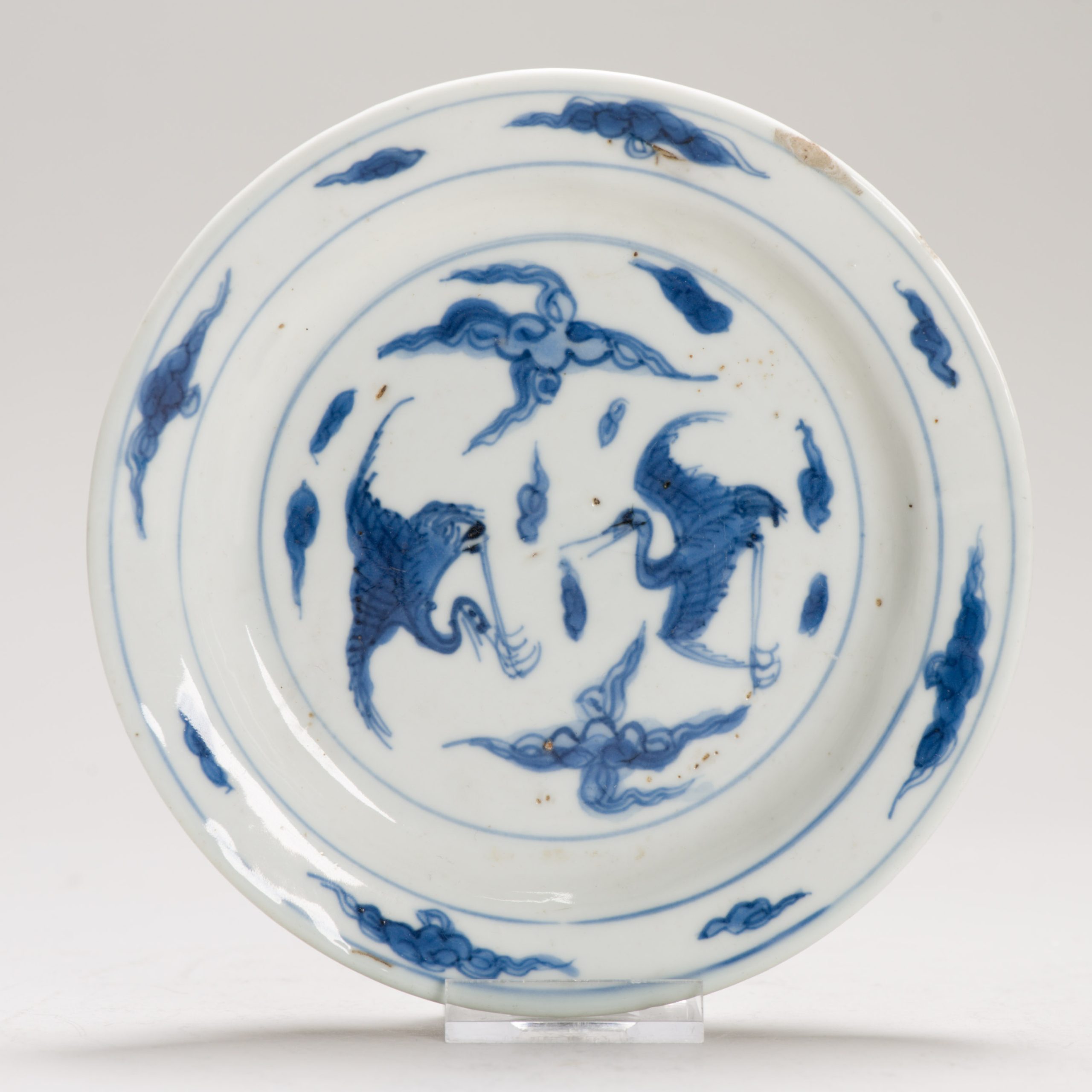 1238 Lovely Ming Sky Crane plate with a nice decoration