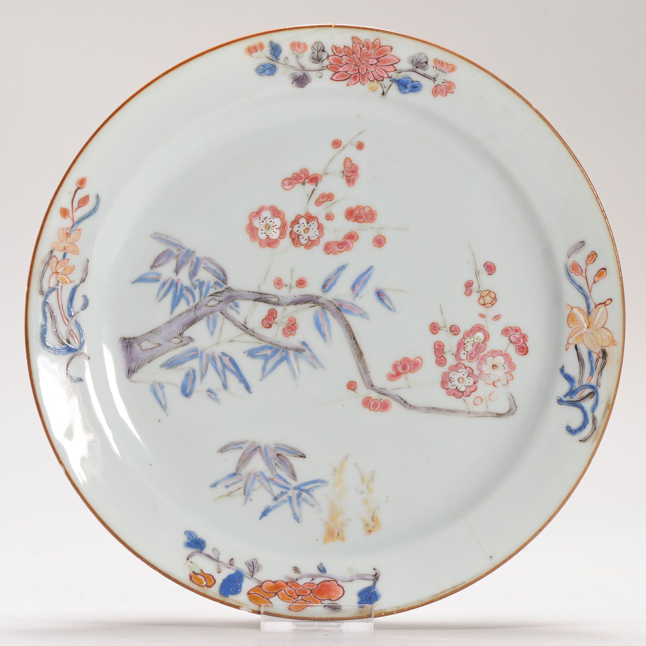 1262 Lovely Yongzheng Fencai plate With Bamboo and Prunus Decoration