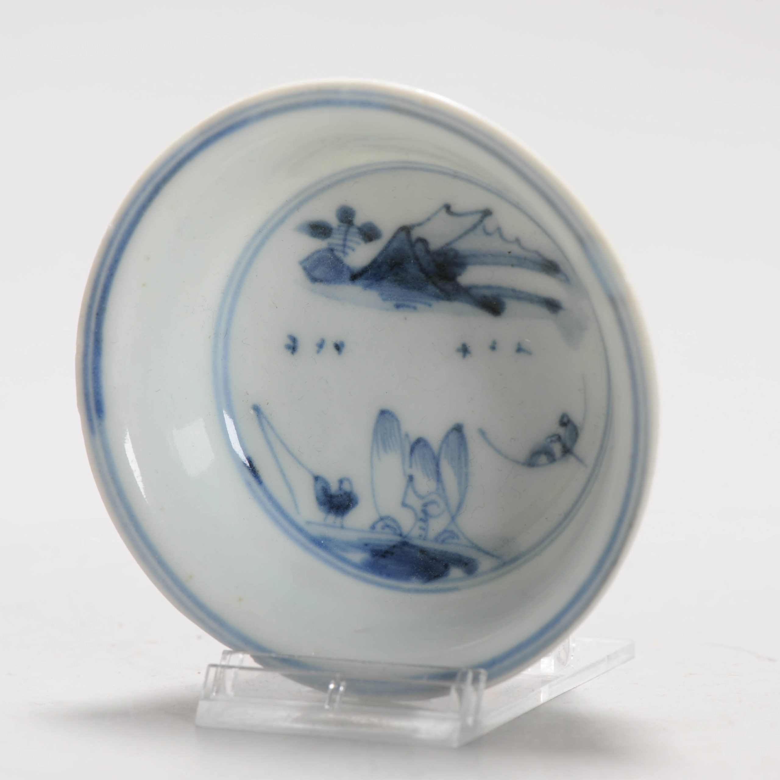 1306 Mini Bowl Late Ming with Fisherman in Landscape