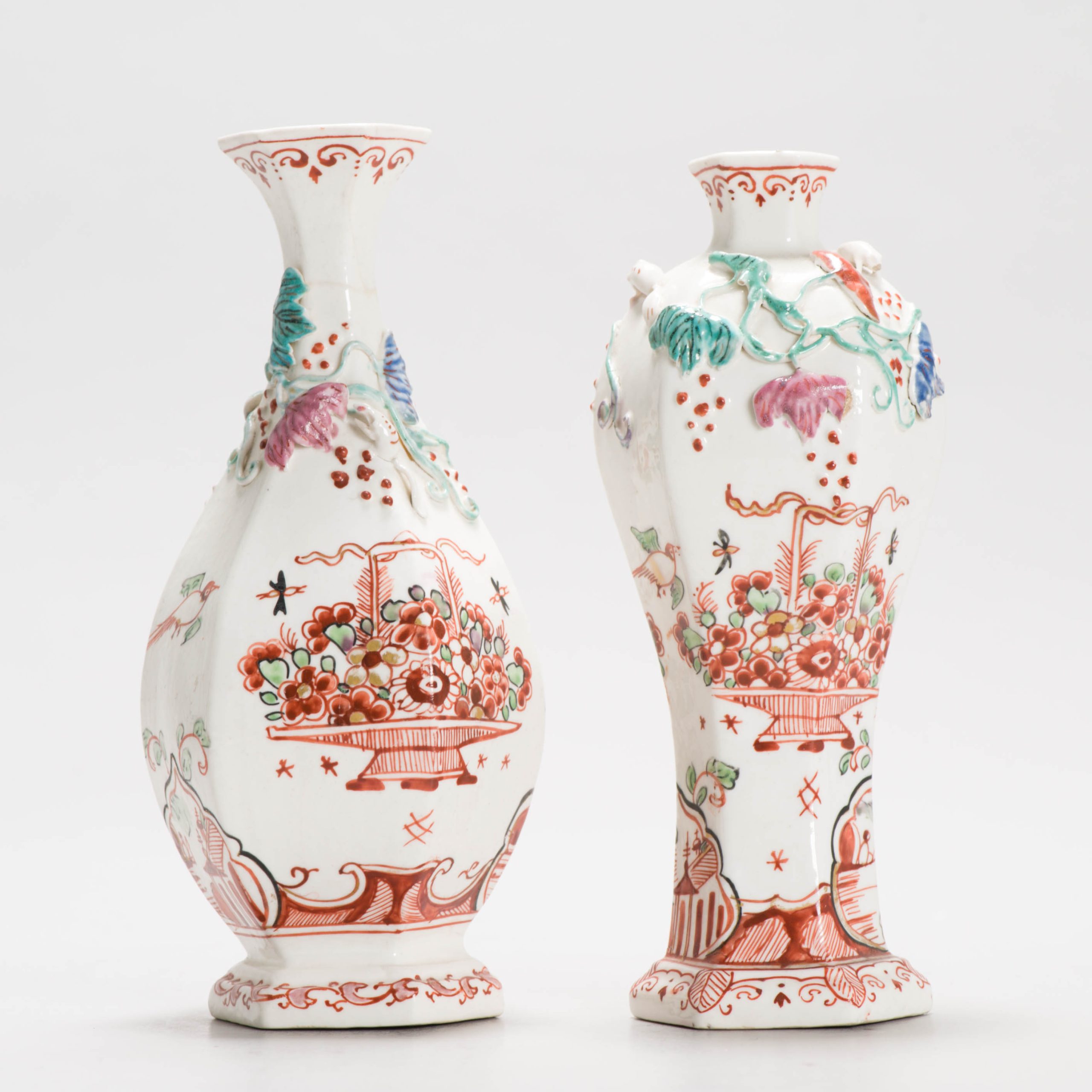 1319 & 1320 A Lovely Pair of Vases Painted in Europe on a Chinese Dehua Blanc de Chine