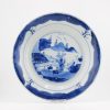 1328 Lovely cobalt blue plate with Literatus. Very much in Ming style on the rim and base - Image 12