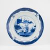 1328 Lovely cobalt blue plate with Literatus. Very much in Ming style on the rim and base - Image 4