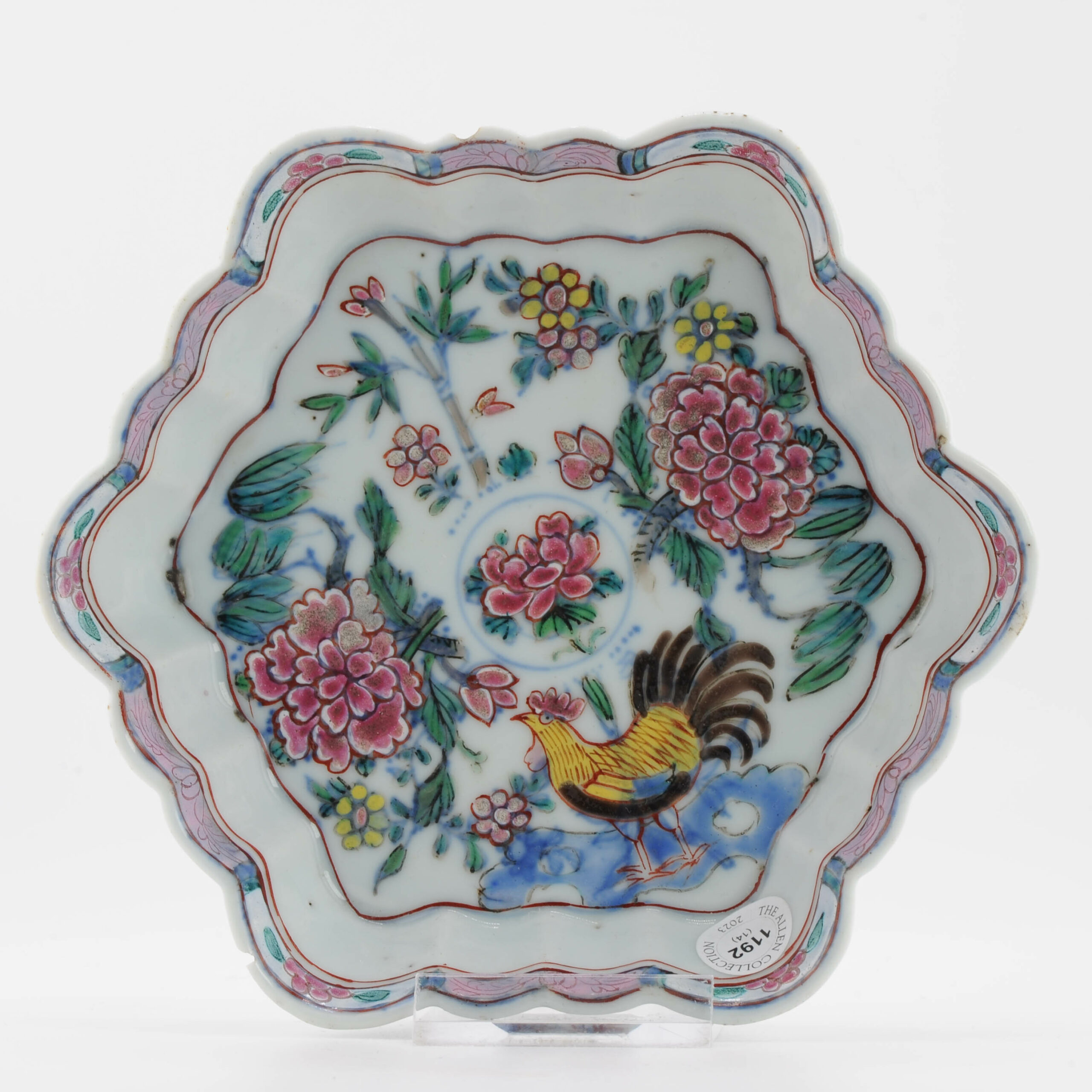 1352 Antique Chinese 1730-1740 Pattipan. Redecorated in the Europe in Doucai Fencai Style