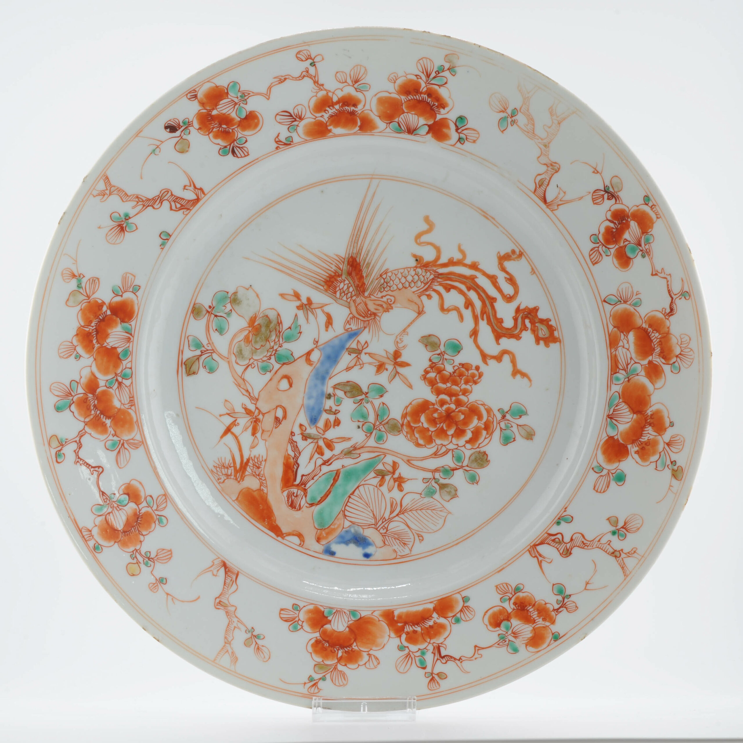 1350 Antique Chinese 1720-1740 Plate. Redecorated in the Netherlands. Johanneum Mark