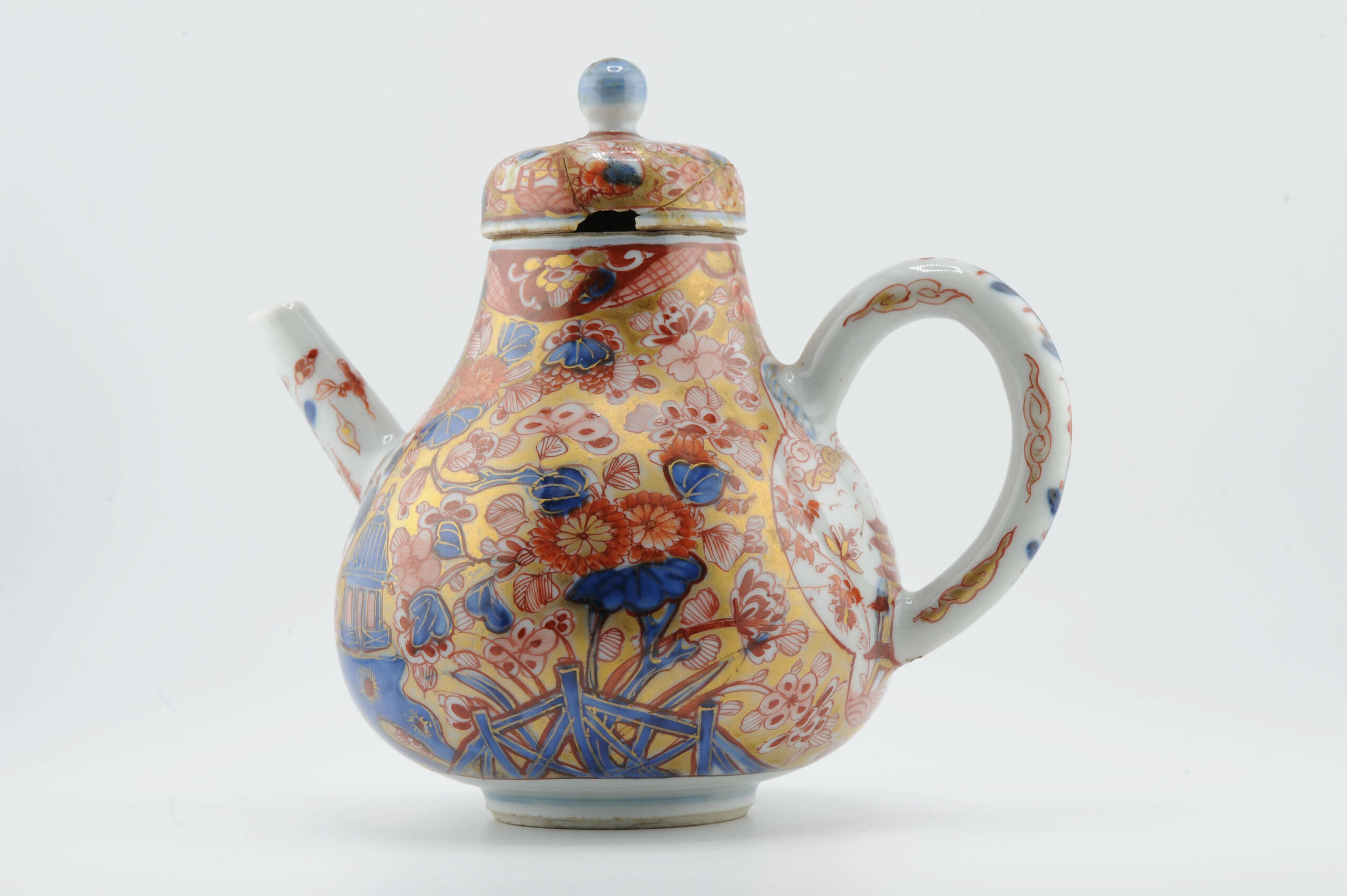 1345 Antique Ca 1710-1730 Teapot. Redecorated in the UK.