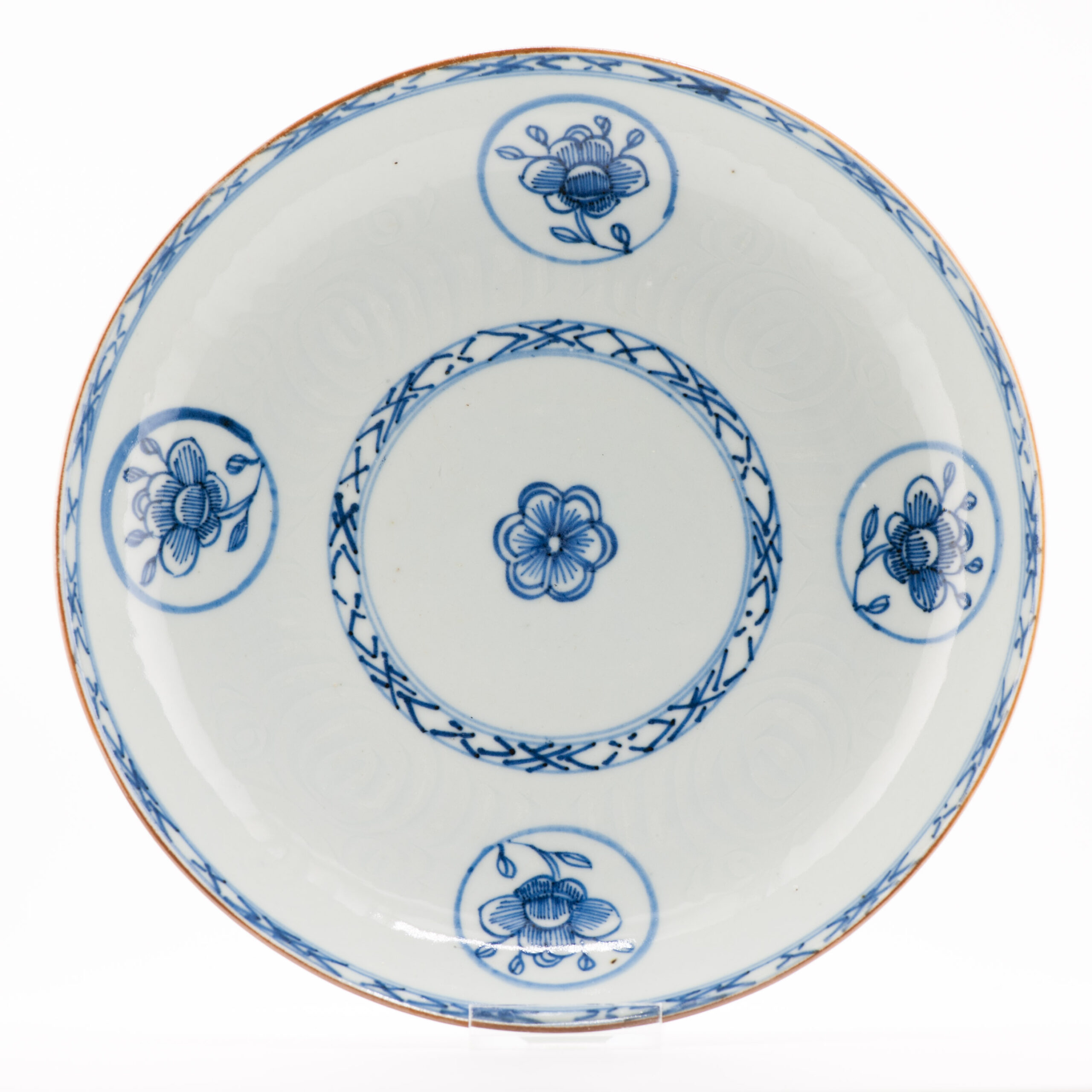 1337 Lovely cobalt blue plate with Roundels. Often used for Amsterdam Bont 1720-1730