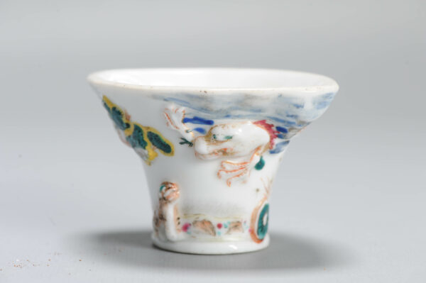 1357 Antique 17th C Chinese Cup Dehua Blanc de Chine Libation Cup. Redecorated in Europe. Most Likely in the UK - Image 14