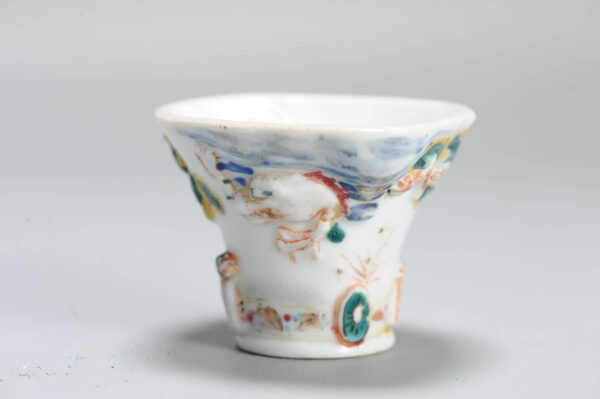 1357 Antique 17th C Chinese Cup Dehua Blanc de Chine Libation Cup. Redecorated in Europe. Most Likely in the UK - Image 13