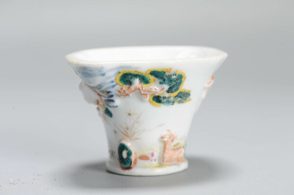 1357 Antique 17th C Chinese Cup Dehua Blanc de Chine Libation Cup. Redecorated in Europe. Most Likely in the UK - Image 11