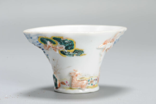 1357 Antique 17th C Chinese Cup Dehua Blanc de Chine Libation Cup. Redecorated in Europe. Most Likely in the UK - Image 10