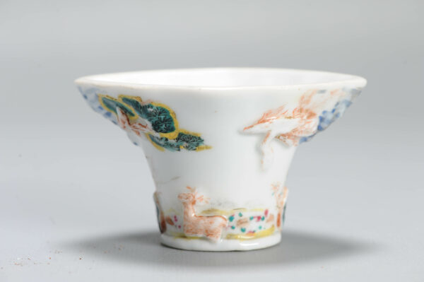 1357 Antique 17th C Chinese Cup Dehua Blanc de Chine Libation Cup. Redecorated in Europe. Most Likely in the UK - Image 9