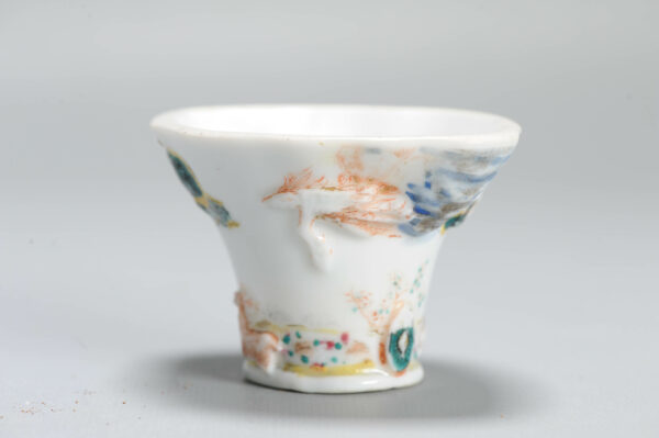 1357 Antique 17th C Chinese Cup Dehua Blanc de Chine Libation Cup. Redecorated in Europe. Most Likely in the UK - Image 8