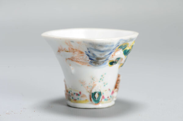 1357 Antique 17th C Chinese Cup Dehua Blanc de Chine Libation Cup. Redecorated in Europe. Most Likely in the UK - Image 7