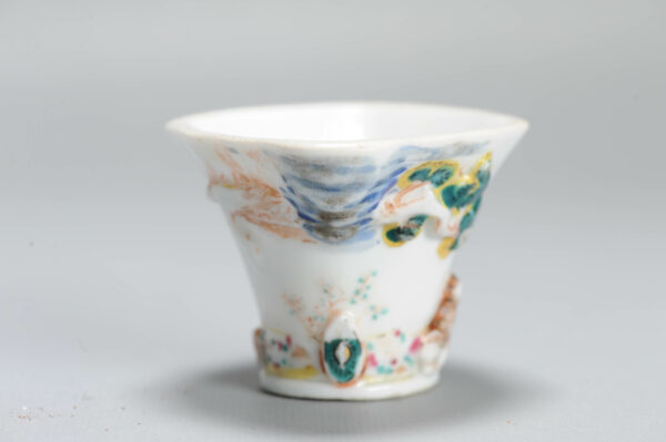 1357 Antique 17th C Chinese Cup Dehua Blanc de Chine Libation Cup. Redecorated in Europe. Most Likely in the UK - Image 6