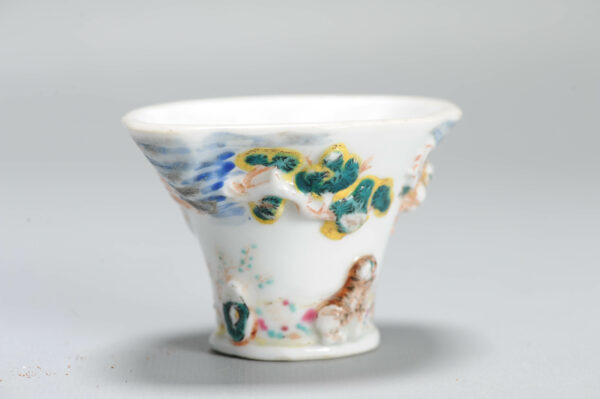 1357 Antique 17th C Chinese Cup Dehua Blanc de Chine Libation Cup. Redecorated in Europe. Most Likely in the UK - Image 5