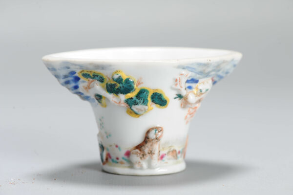 1357 Antique 17th C Chinese Cup Dehua Blanc de Chine Libation Cup. Redecorated in Europe. Most Likely in the UK - Image 4