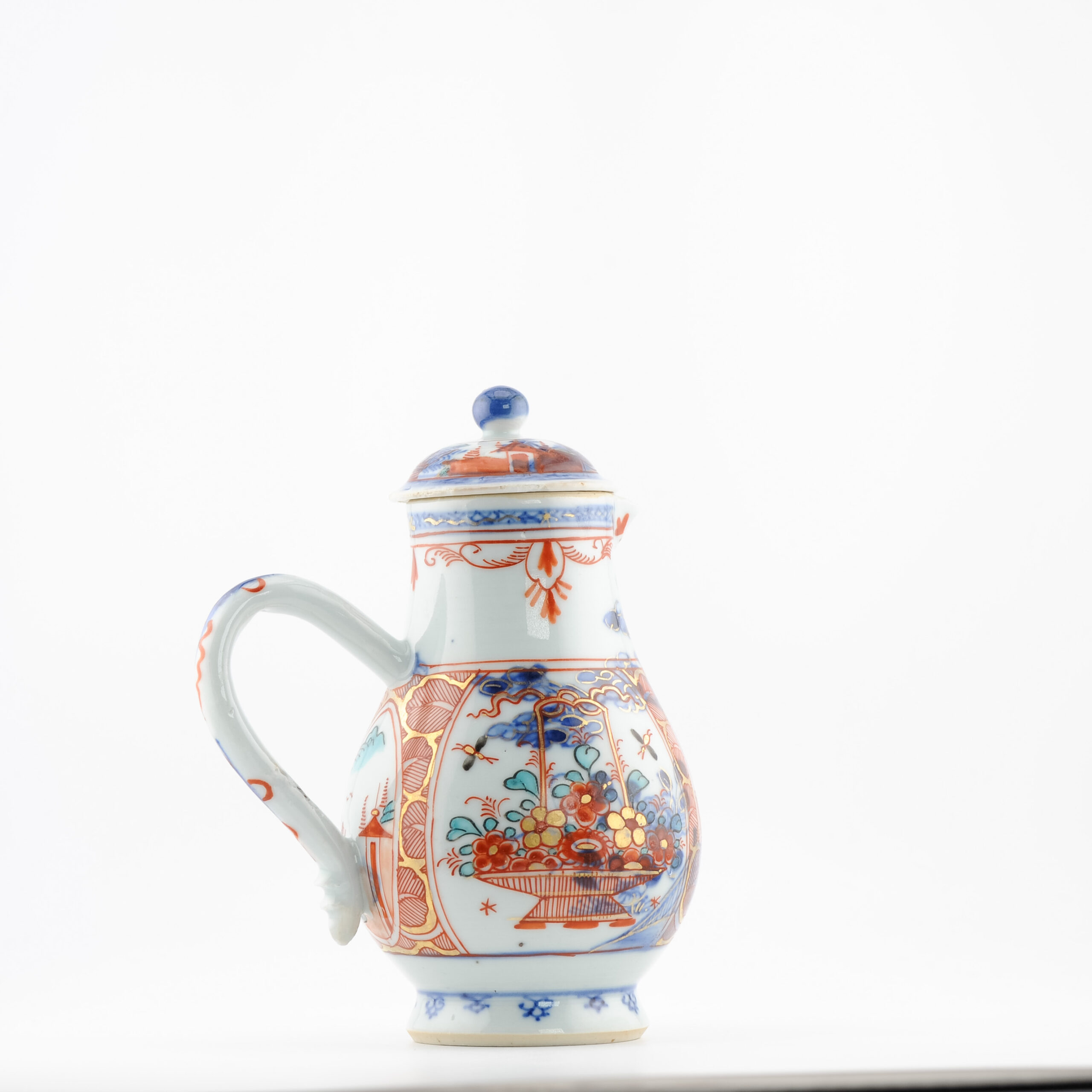 1378 Antique Chinese Blue and White Milk Jug with Amsterdam Bont Redecoration