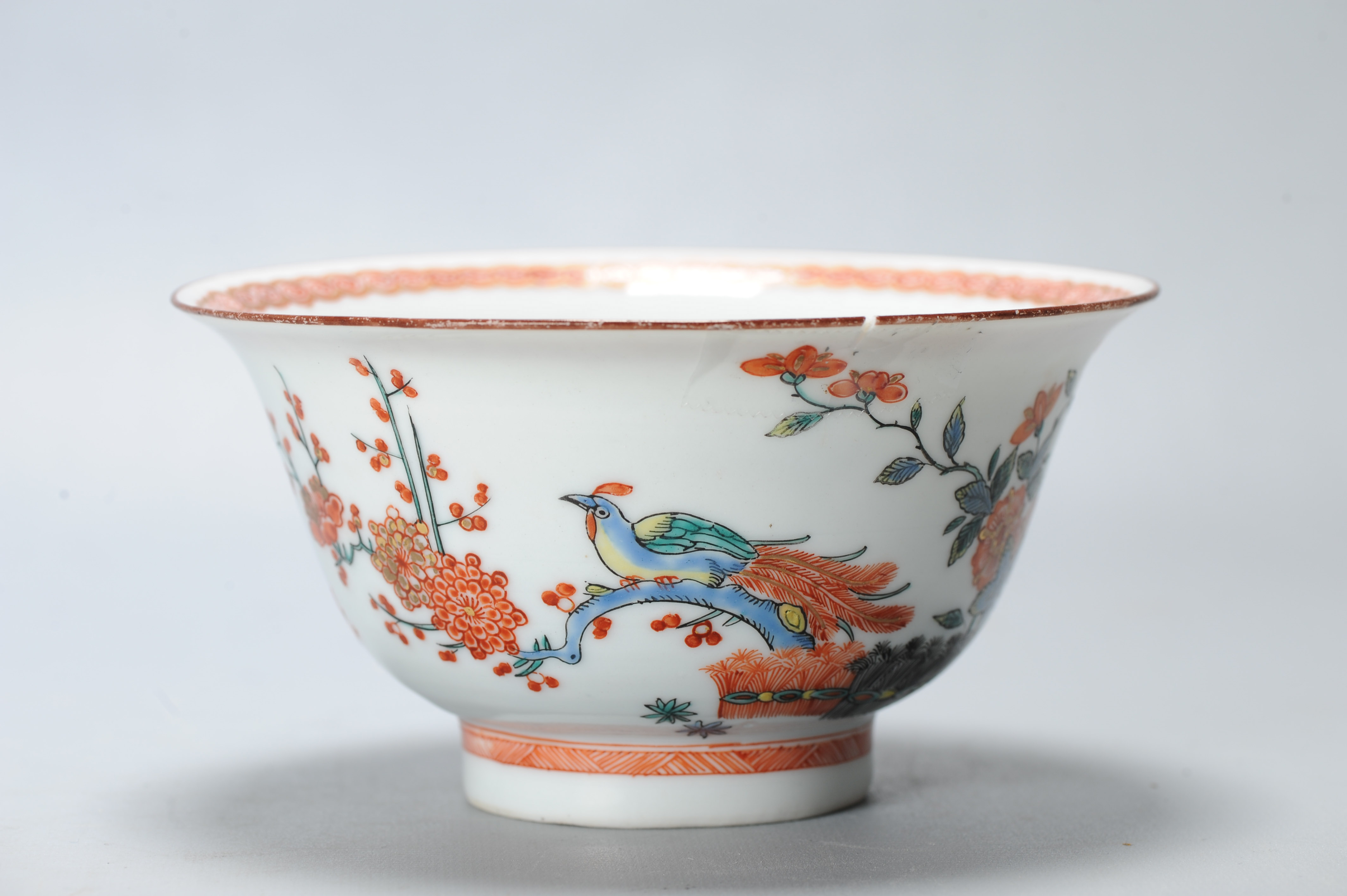 1419 Antique Chinese Porcelain Bowl with Kakiemon Amsterdam Bont Redecoration