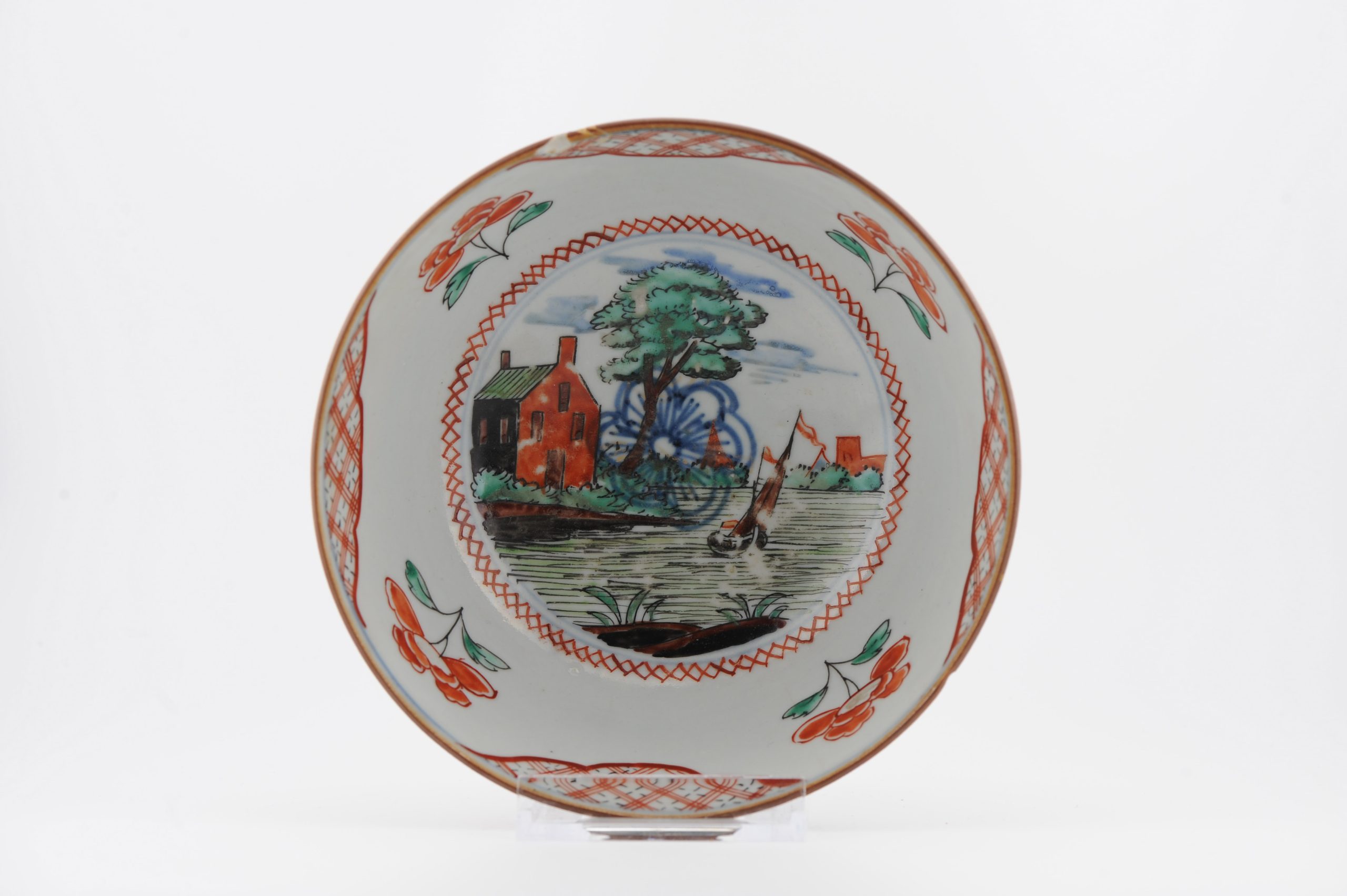 1429 Antique Chinese Bowl with Amsterdam Bont Redecoration with Figures - Image 12