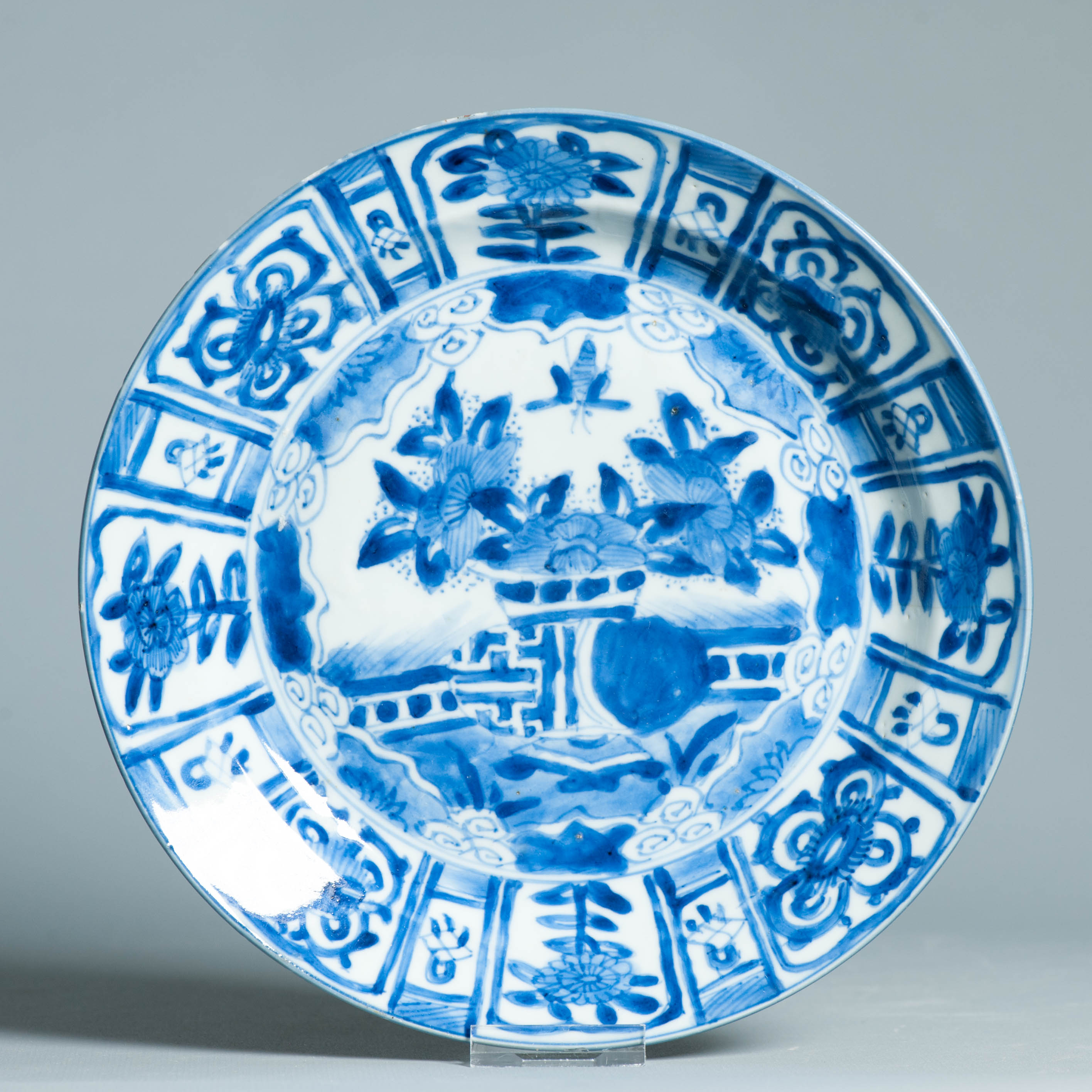 1444 Nice Kangxi/Yongzheng period Kraak revival plate Qing Dynasty
