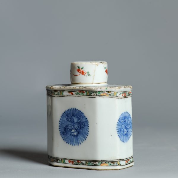 1451 Antique Ca 1710-1730 Blue and White / Verte Chinese Tea Caddy