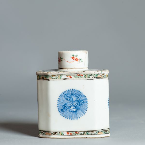 1451 Antique Ca 1710-1730 Blue and White / Verte Chinese Tea Caddy - Image 13