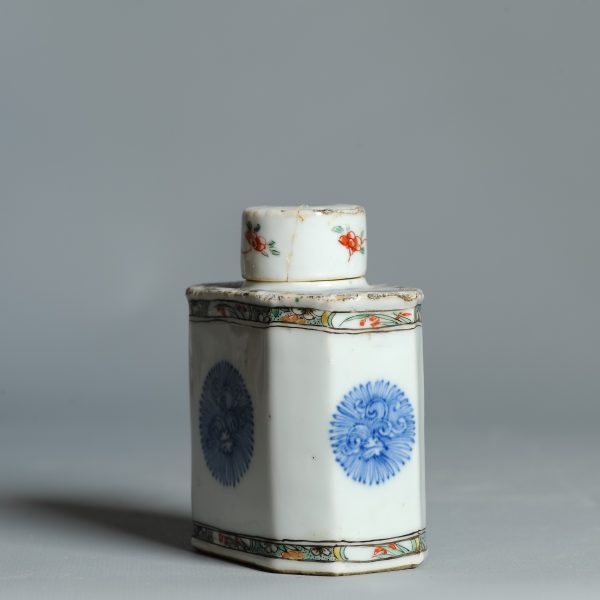 1451 Antique Ca 1710-1730 Blue and White / Verte Chinese Tea Caddy - Image 14