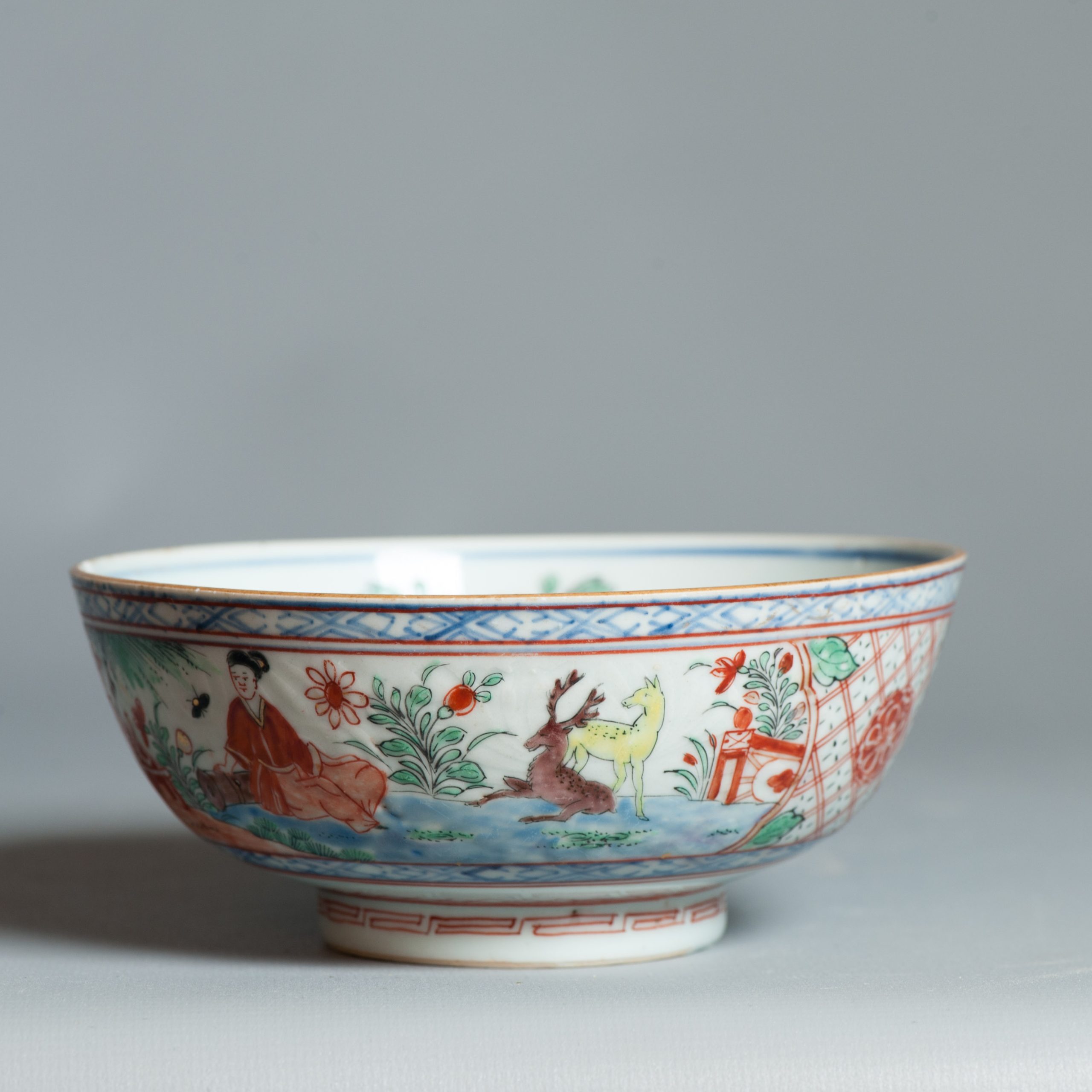 1448 Antique Ca 1720-1740 Blue and White Chinese Bowl Redecorated in Holland. Amsterdam Bont